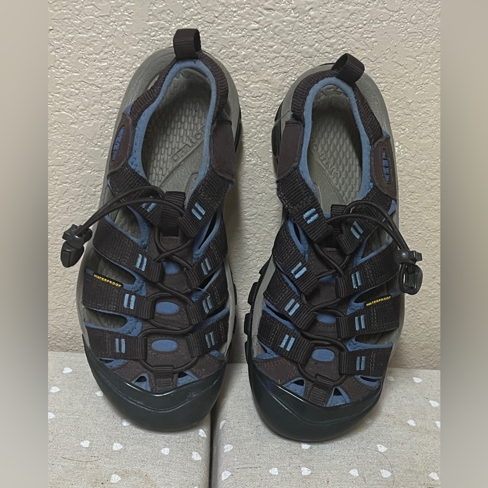 Women's Brown and Blue Outdoor Sandals. KEEN